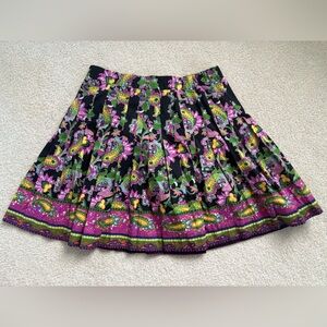 Boston Proper Black and Pink Floral Skater Skirt